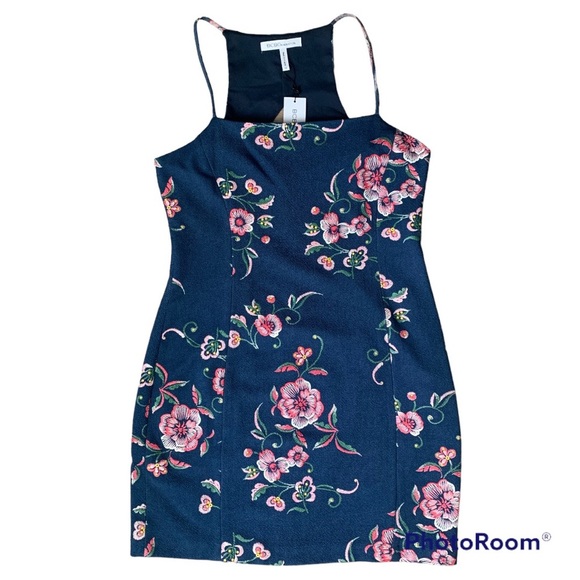 BCBGeneration Floral Embroidered Rackerback Strappy Mini Dress - Picture 3 of 14
